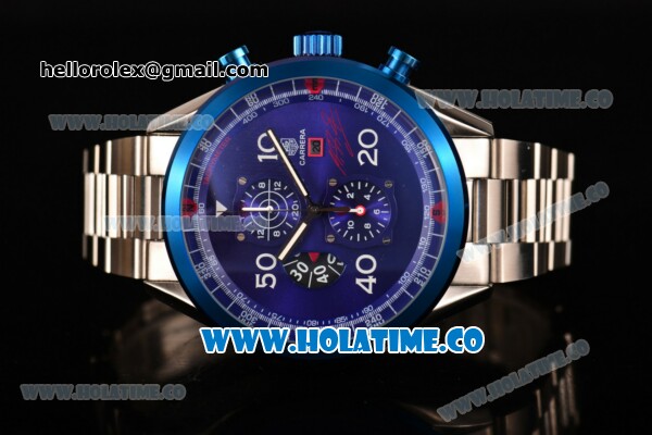 Tag Heuer Carrera Calibre 1887 50th Anniversary Limited Edition Miyota OS20 Quartz Full Steel with Blue Dial and Arabic Numeral Markers - Click Image to Close